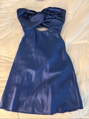 Princess Polly Satin Twist Cutout Mini Dress in Royal Blue